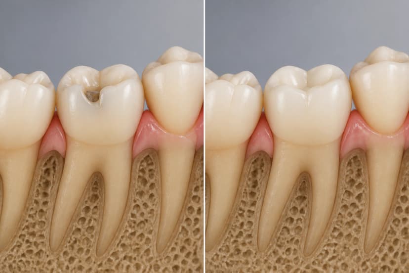 Representative paired treatment visualization for Tooth Colored Fillings
