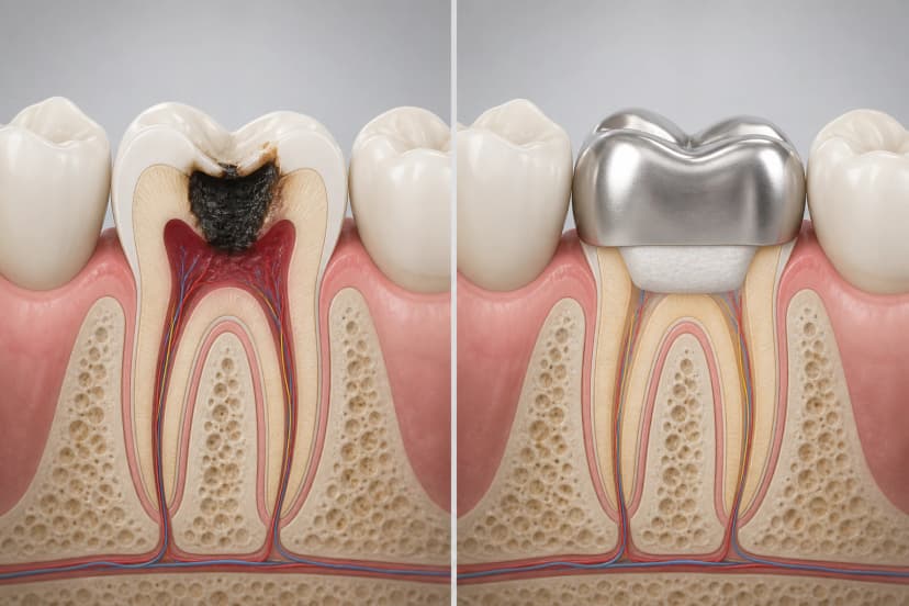 Representative paired treatment visualization for Vital Pulp Therapy Pulpotomy