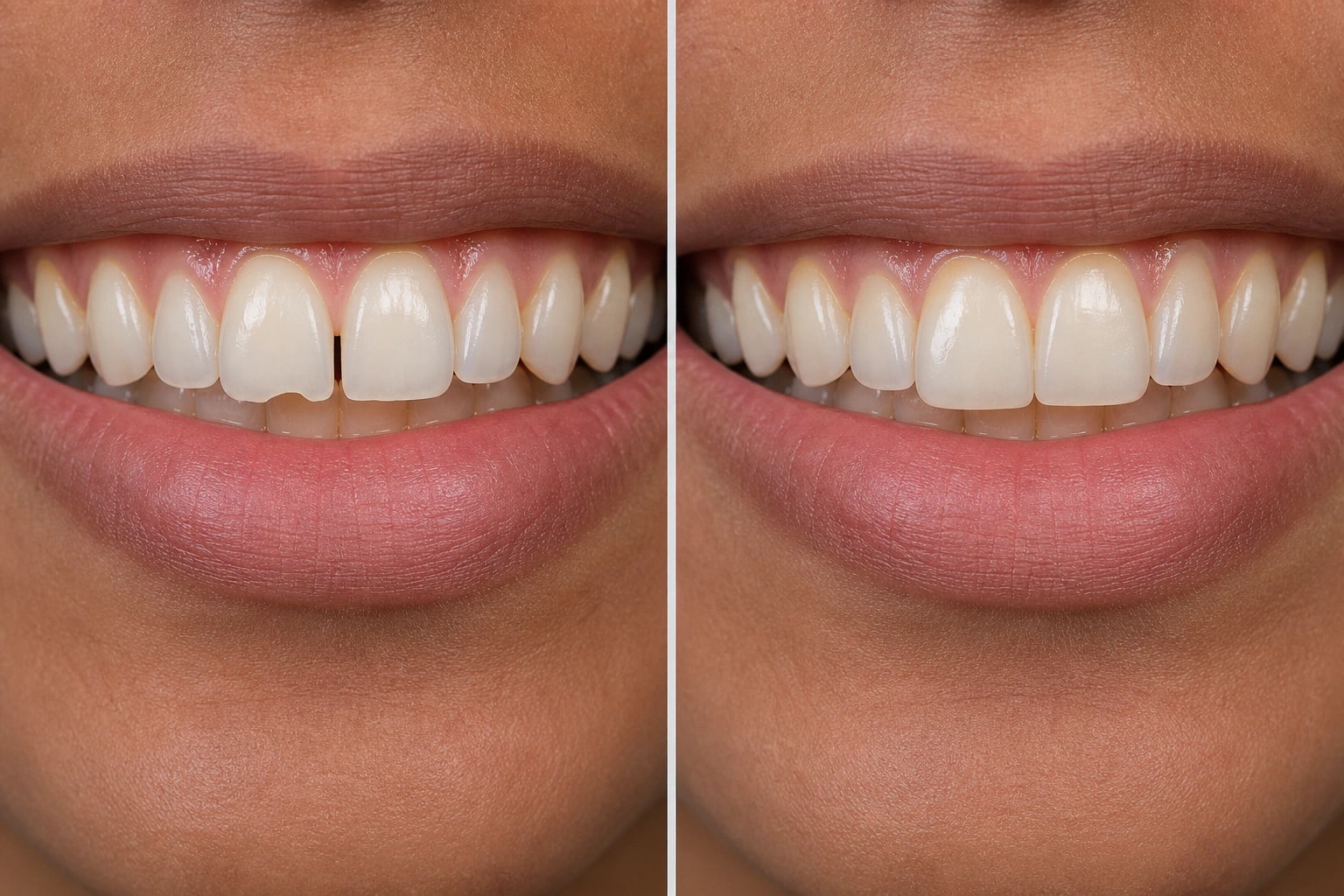 Before — representative dental bonding visualization