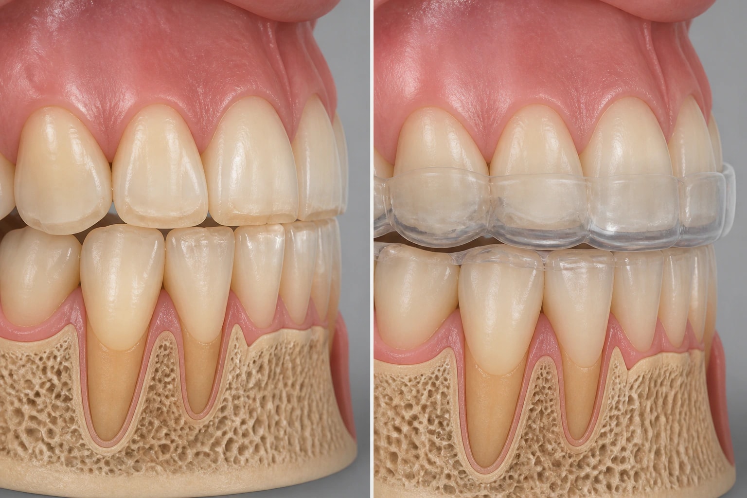 Unprotected bite — representative occlusal night guards visualization