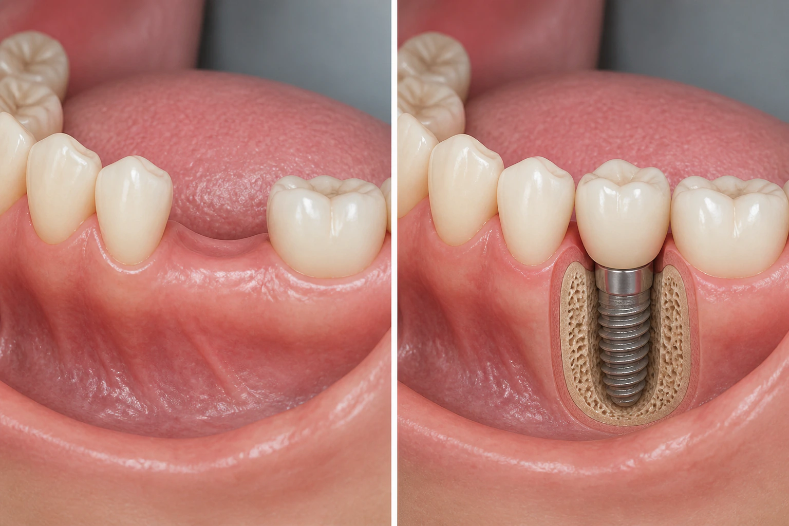 Missing tooth — representative dental implants visualization